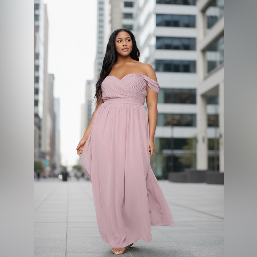 NEW•1X-2X•ELEGANT LILLIANA LILAC OFF ETHEREAL GOWN - Picture 3 of 7